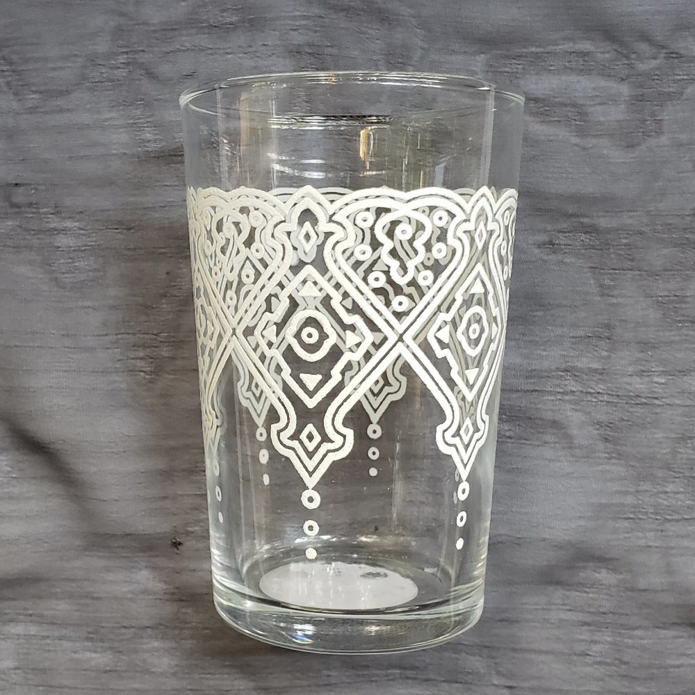 ZODAX Mazagran Glass Votive Tealight Candle Holders White Etched Set/6 Brand New - Picture 5 of 7